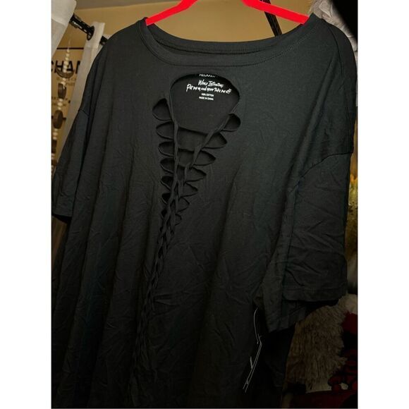 Knit Tops Relaxed Fit Vintage Cotton Jersey Slashed Front Tee torrid 3xl plus - Picture 3 of 6